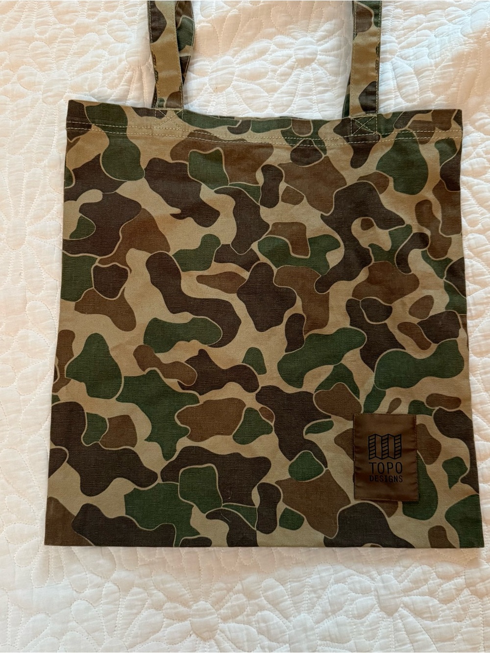 Topo Design Duck Camo Tote